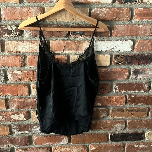 Zara Black Lace Detail Thin Strapped Tank Top Size Large - Picture 3 of 6